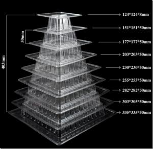Macaron torony négyzet 9 szintes